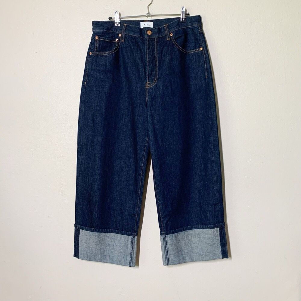 Pistola Ryder Cuffed Jeans 29P Countdown Dark Blue Wide Leg 100% Cotton High